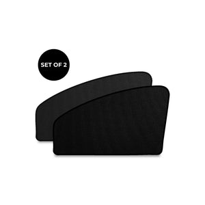 Set of two black car sunshades on a white background