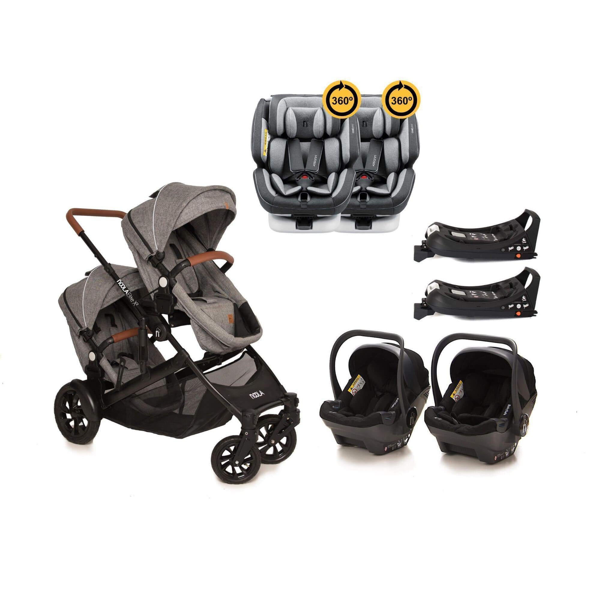 noola elitex2 twin travel system baby stroller grey #SELECT THE COLOUR OF YOUR 2X ONE360_ONE360 | MIDNIGHT BLACK