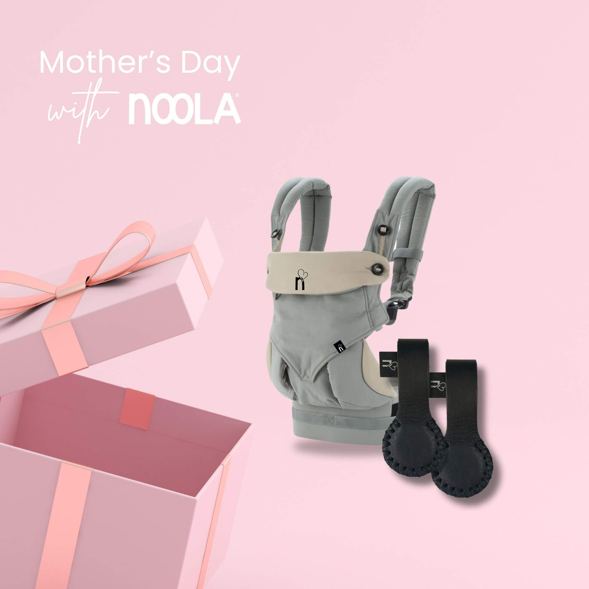 noola mothersday gift box bundle closer2you baby carrier grey with stella clips black