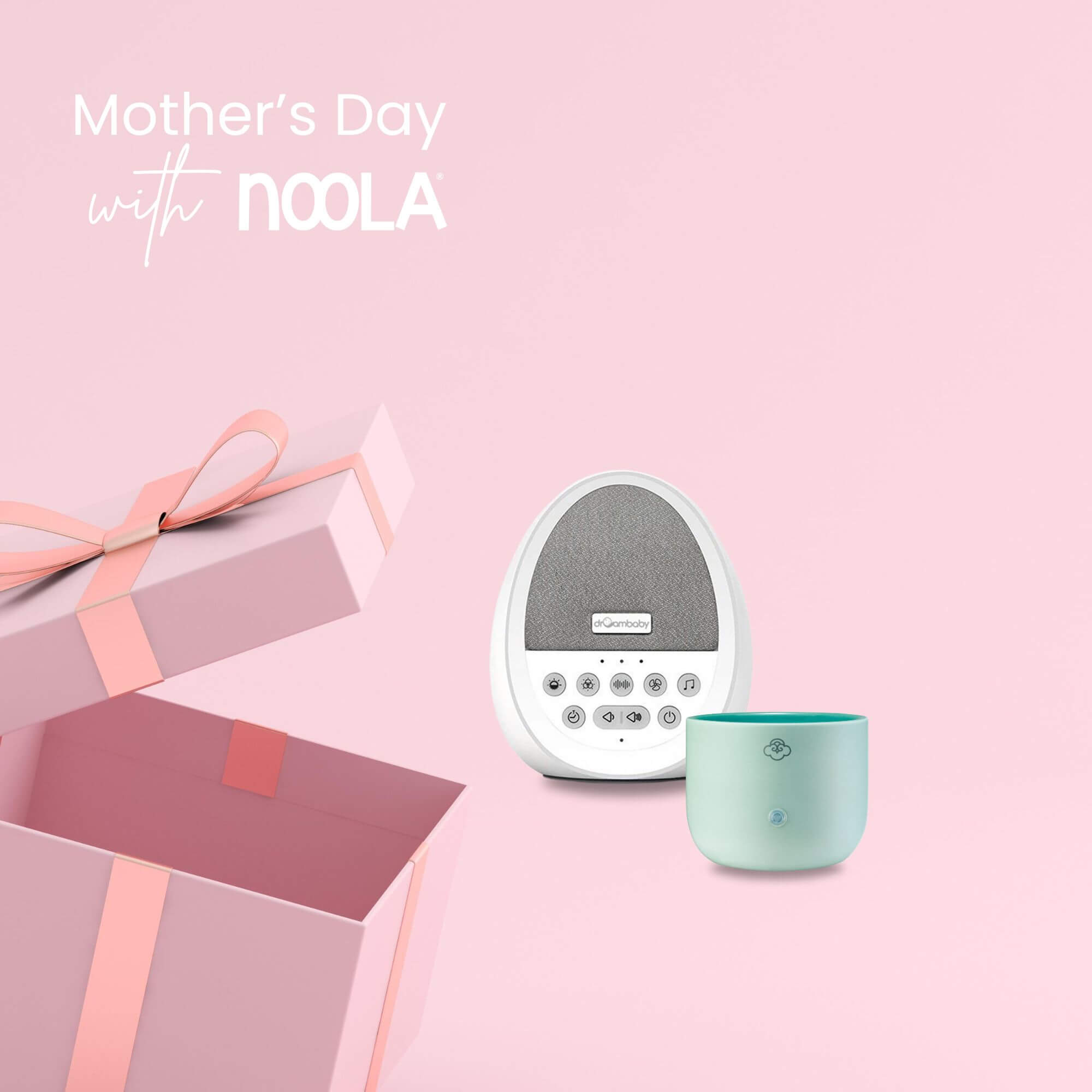 noola mothersday gift box bundle dreambaby white noise machine baby soother and serene aromatic fragrance diffuser green