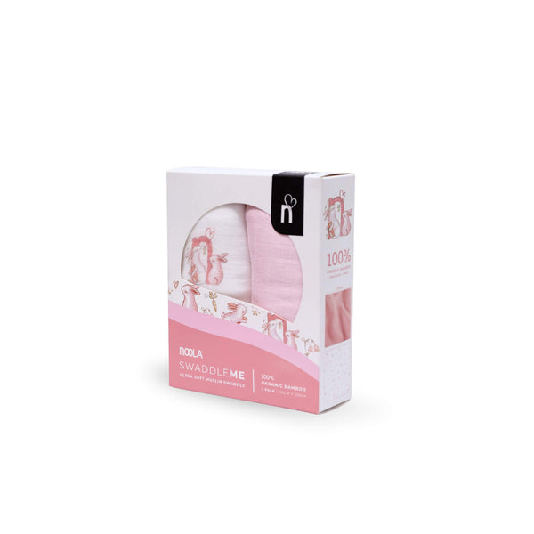 baby swaddle blankets 100% bamboo with pink bunny designs on a white background