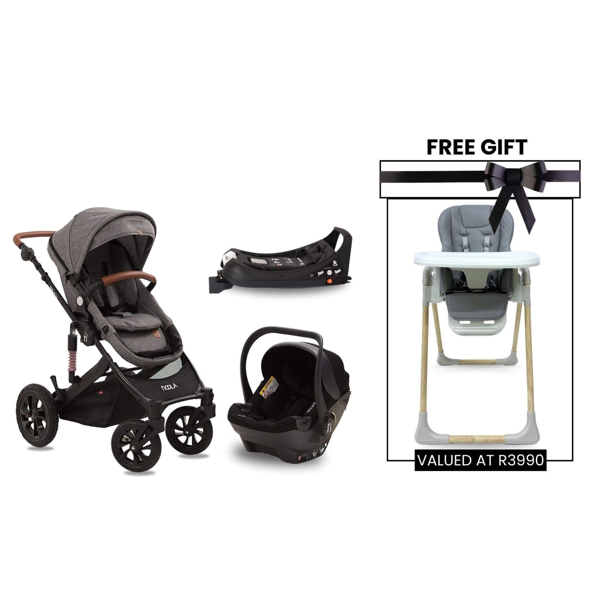 noola the elite 4in1 travel system lunar grey baby stroller free baby high feeding chair