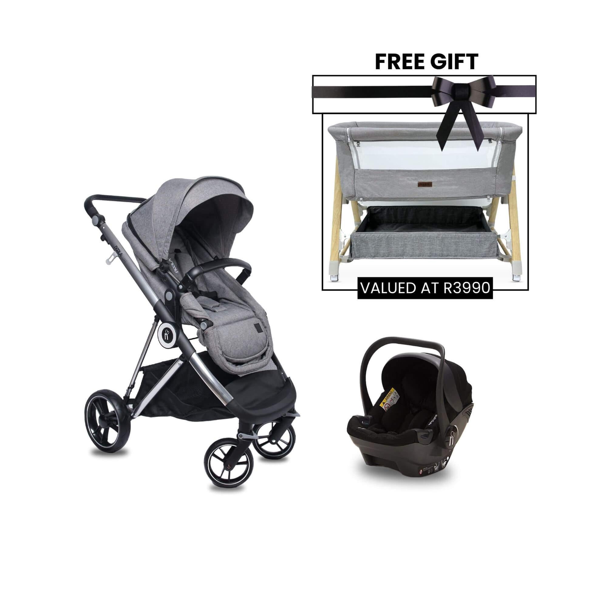 The Luxe 3in1 Travel System Lunar Grey + Free Co-Sleeper Bassinet