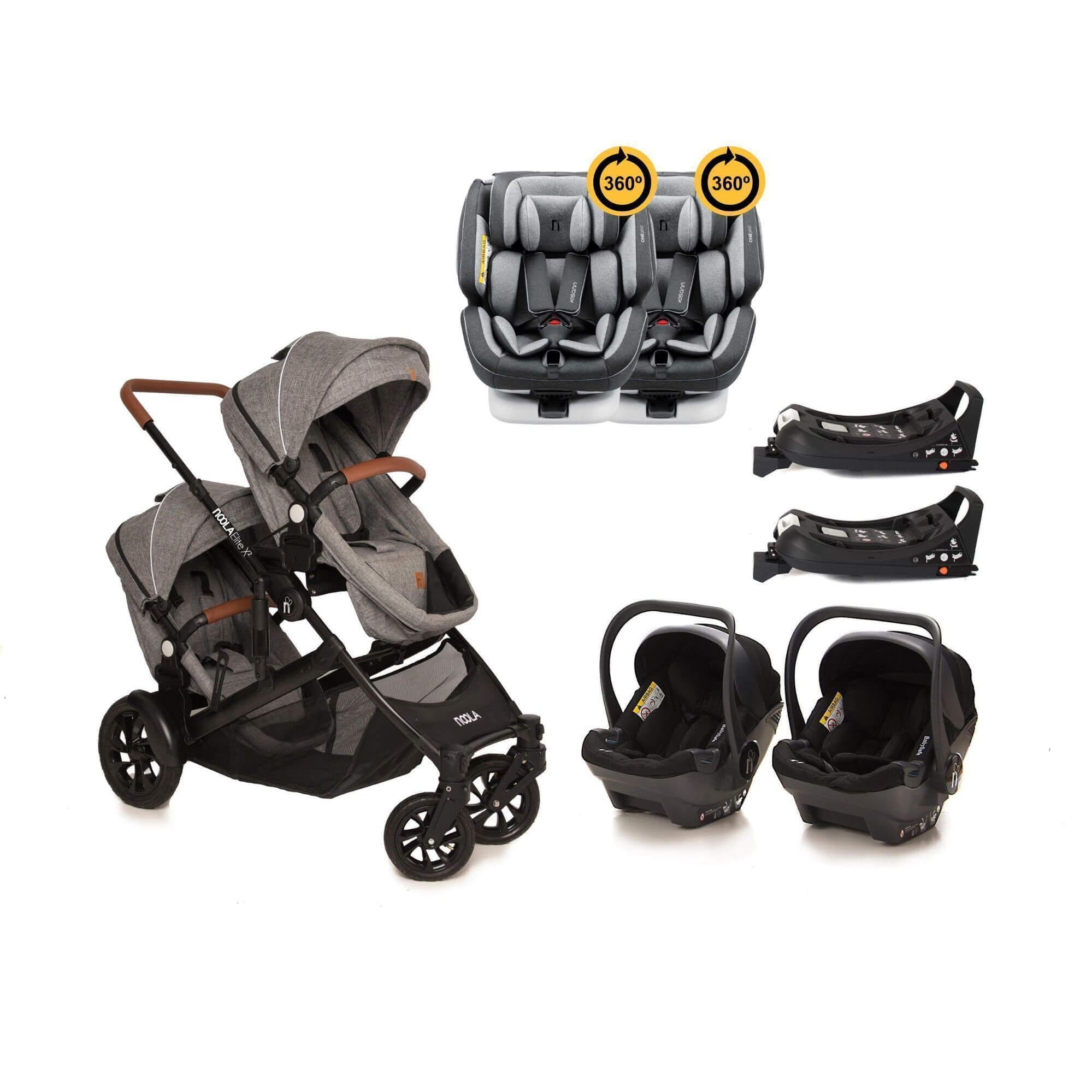 noola elitex2 twin travel system baby stroller grey #SELECT THE COLOUR OF YOUR 2X ONE360_ONE360 | LUNAR GREY
