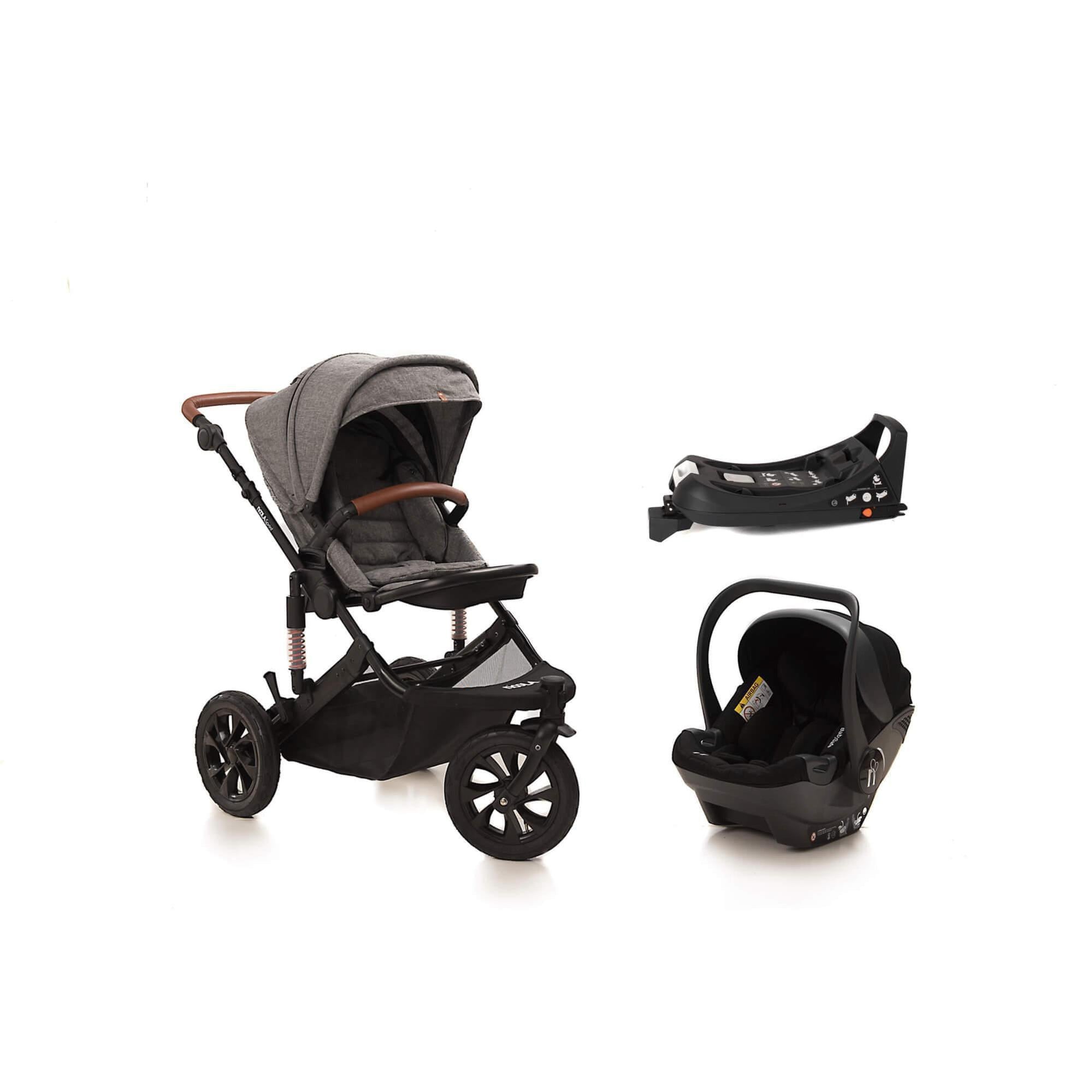 noola sprint 4in1 travel system with isofix lunar grey baby stroller
