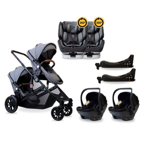 noola-The EliteX2 6in1 Twin Travel System + 2x ONE360 Gifts-Travel System-STROLLER | LUNAR GREY-ONE360 | LUNAR GREY-