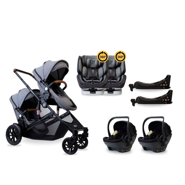noola-The EliteX2 8in1 Twin Travel System-Travel System-STROLLER | LUNAR GREY-ONE360 | LUNAR GREY-