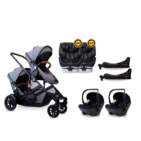 noola-The EliteX2 8in1 Twin Travel System-Travel System-STROLLER | LUNAR GREY-ONE360 | LUNAR GREY-